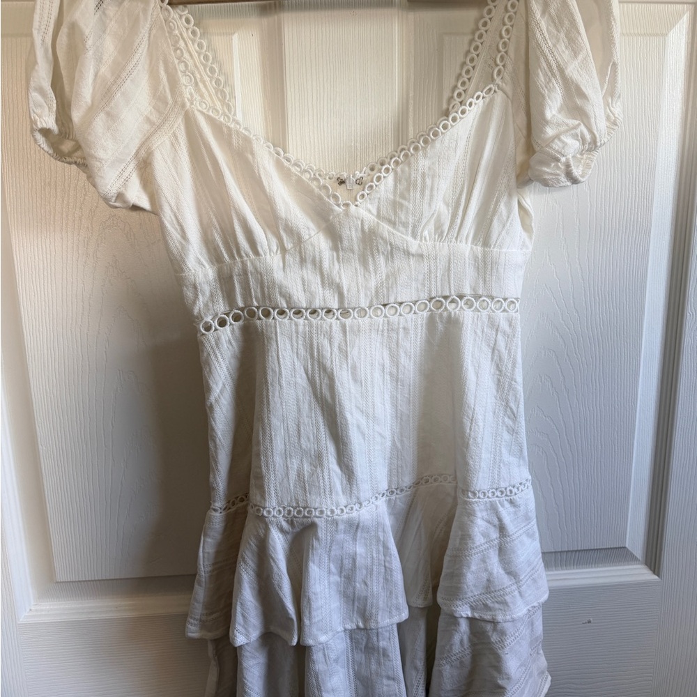 Showpo White Lace Trim Peasant Dress